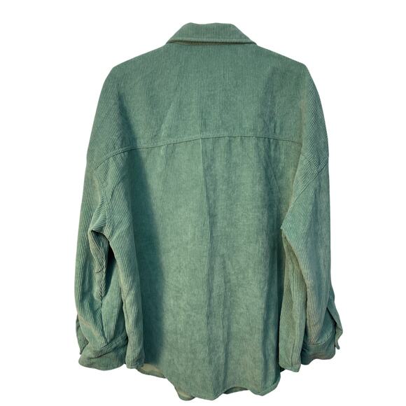 Men’s Sage Green Long Sleeve Button Up Low Shoulder Corduroy Shirt Size 2XL - Picture 2 of 6